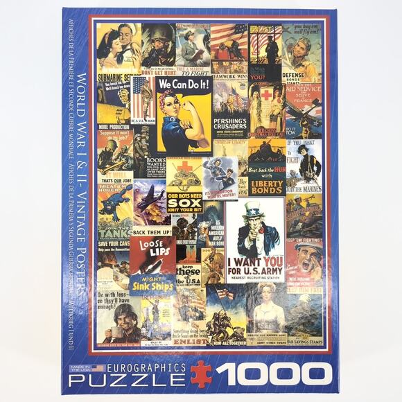 Eurographics 1000 Piece "World War I & II Vintage Posters" Jigsaw Puzzle - NWOT - Picture 1 of 13